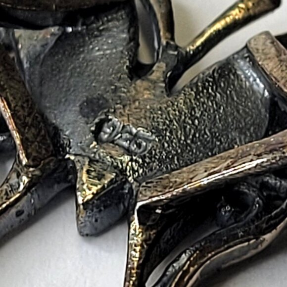 Silver and Onyx Butterfly Ring 925 Sterling Silver, Butterfly Filigree Ring 8.5 - Picture 10 of 11